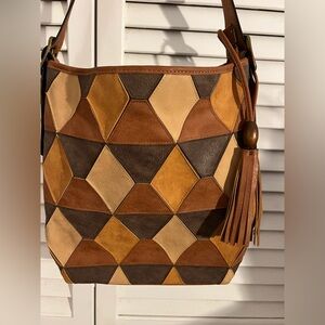 GAL patchwork fall shoulder bag